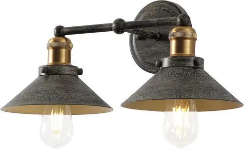 Vista 25 de JONATHAN Y Aplique de pared de bronce aceitado de 36.25 pulgadas, 4 luces industriales de granja, pantalla de metal para espejo de baño, cocina