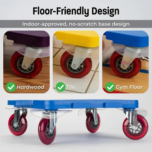Vista 6 de Cosom Scooter Board, 16 Inch Premium Sit & Scoot Board with 4 Inch Non-Marring Performance Wheels, Double Race Bearings, & Safety Handles, Physical
