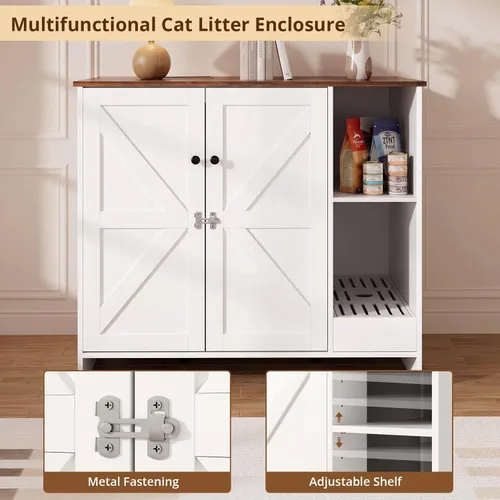 Vista 7 de VOWNER Caja de arena para gatos extra grande con colector de arena, color Blanco