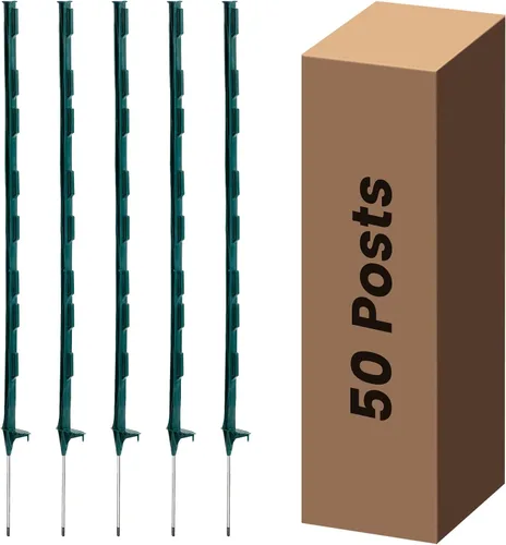 Vista 11 de Postes de Cerca Eléctrica Paquete de 25, Poste de Cerca de 48 pulgadas para Insertar, Postes Temporales de Plástico para Cerca para Protección