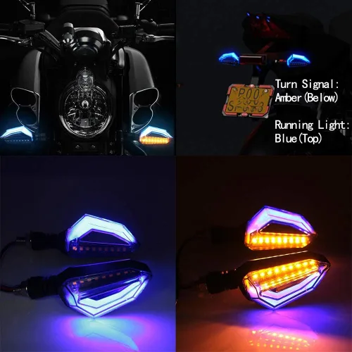 Vista 4 de Luces LED intermitentes universales para motocicleta de 10mm. Luces delanteras y traseras para intermitentes de 12 LED