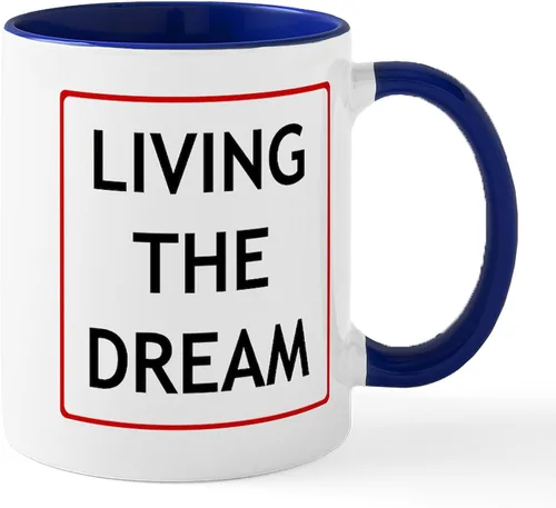 Vista 75 de CafePress Living The Dream Mugs Taza de café de cerámica de 11 oz (11.0 fl oz)