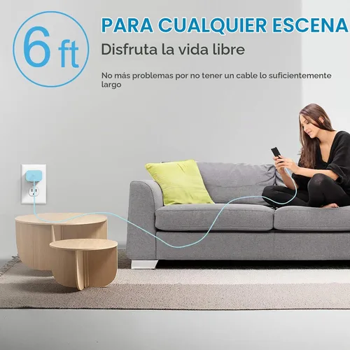 Vista 8 de Cargador de pared USB C de 20 W PD para iPhone 14 13 12 de carga rápida con cable de carga rápida de 1.8 m para iPhone 14/14 Pro/14 Pro Max/14 Azul
