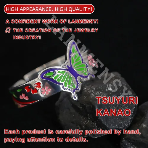 Vista 3 de LANMENSY Demon Slayer Anillos de anime Joyería original de plata de ley 925 "All24 estilos" nuevo Tamaño ajustable Kimetsu No Yaiba Cosplay Moda
