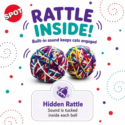 Vista 5 de SPOT Sew Much Fun - Bolas de hilo para gatos, 2.5 pulgadas, paquete de 2