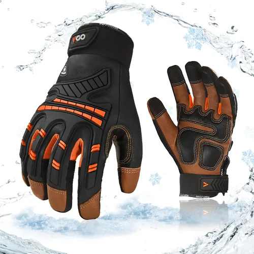 Vista 7 de Vgo... -4 ℉ o superior Guantes mecánicos resistentes al agua para invierno de alta destreza, antivibración, antiabrasión, pantalla táctil