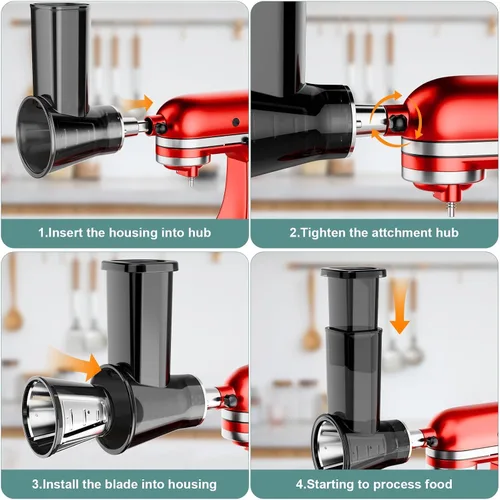 Vista 5 de Accesorio rebanador triturador para batidora de pie Kitchenaid, máquina de ensalada con rebanadora de verduras, fabricante de ensaladas, rebanadoras