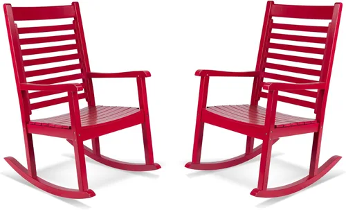Vista 11 de Silla mecedora de madera moderna de Shine Company, balancín de porche ergonómico de asiento ancho, color negro