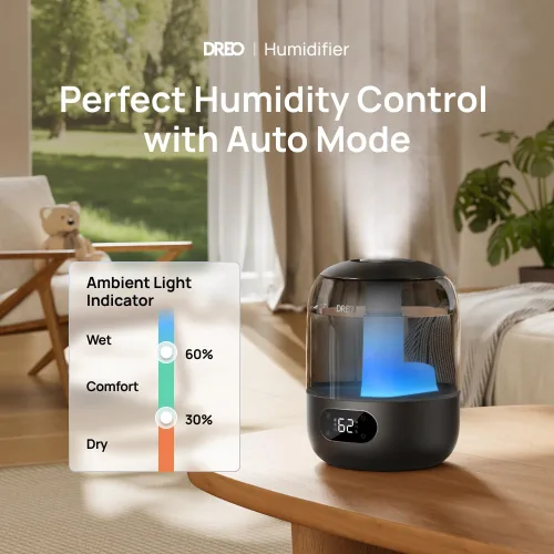 Vista 2 de DREO Humidificadores para dormitorio, 3L de llenado superior 30H y 26dB Tiempo de funcionamiento silencioso para habitaciones grandes, humidificador