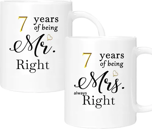 Vista 52 de Juego de 2 tazas de café para el 10º aniversario, regalos de boda para parejas, padres, hombres, mujeres, marido, esposa, él, ella, caja de regalo