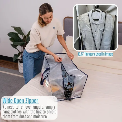 Vista 45 de VENO Paquete de 6 bolsas de mudanza resistentes con correas de mochila, cremalleras y asas, bolsas de embalaje extragrandes para artículos