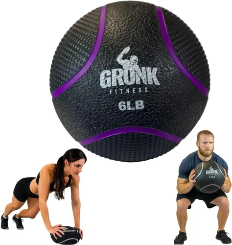 Vista 17 de Gronk Fitness Pelota medicinal de alta calidad, pelota medicinal con peso antideslizante, gran bola de pared para entrenamientos de cuerpo completo