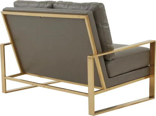 Vista 6 de LeisureMod Jefferson - Sofá de dos plazas para sala de estar con marco dorado contemporáneo, color gris
