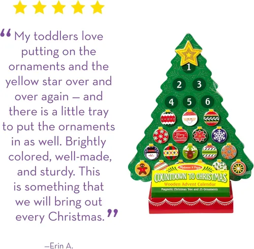 Vista 6 de De Melissa & Doug, calendario de madera con cuenta regresiva a la Navidad, Anaranjado