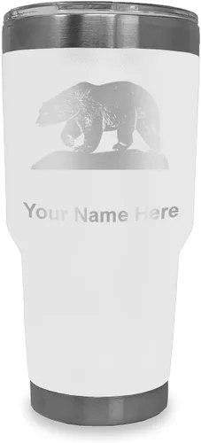 Vista 19 de LaserGram Vaso aislado al vacío de 20 onzas, oso polar, grabado personalizado incluido (negro)