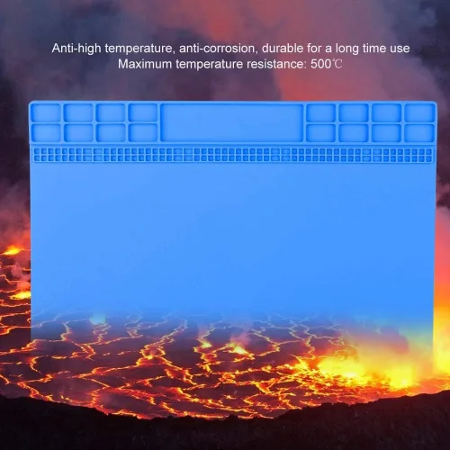 Vista 8 de Tapete de silicona para soldar, 13.8 x 19.8 pulgadas, tapete controlado eléctrico, calor de 932.0 °F, tapete antiestático multiusos para reparación