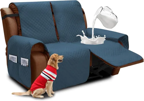 Vista 12 de XINEAGE Funda para Sillón Reclinable Resistente al Agua, Fundas Antideslizantes para Silla Reclinable con Bolsillos, Fundas Acolchadas Gruesas