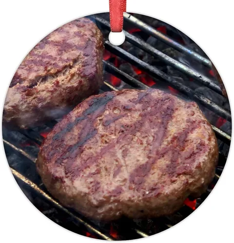 Vista 8 de Adornos de Navidad de huevo, carne y hongos, divertidos alimentos, decoraciones navideñas para árbol de cerámica, adornos de Navidad personalizados