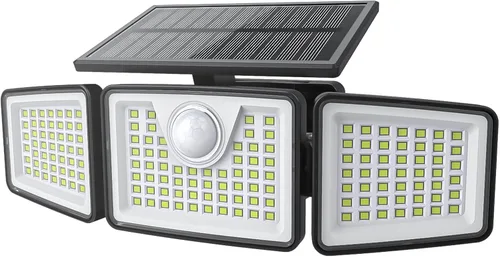 Vista 8 de Daphino - Luces solares para exteriores de 2500 lm con sensor de movimiento, luces de calle de 3 cabezales con ángulo amplio de 270°, iluminación