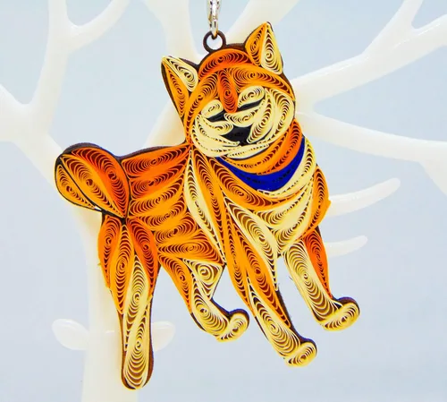 Vista 8 de Bulldog francés, decoración para el hogar, decoración navideña, adorno hecho a mano para amantes de los animales, adorno quilled, bolso, mochila