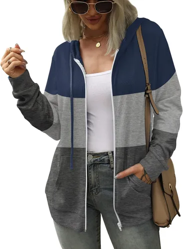 Vista 2 de Bofell Sudaderas con capucha de manga larga con cremallera para mujer