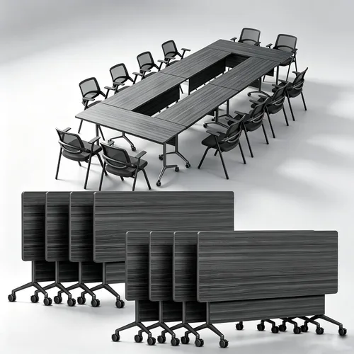 Vista 45 de Folding Conference Table with Wheels, Modular Foldable Conference Room Training Tables for Training Rooms, Flip Top Mobile Rolling Meeting Seminar