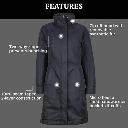 Vista 4 de Marmot Chelsea Abrigo impermeable para mujer, relleno de poder de 700