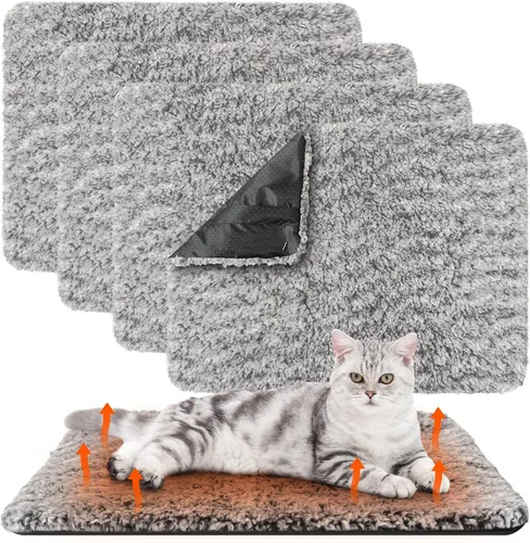 Vista 18 de Drydiet Paquete de 4 Almohadillas Autocalentadoras para Gatos Alfombrilla Térmica Lavable para Perros Sin Hogar Almohadillas Térmicas para Perreras