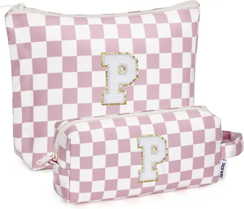 Vista 37 de Narwey Bolsa de maquillaje con inicial, regalos de graduación para adolescentes, niñas, niños y adolescentes, monograma personalizado, bonita bolsa
