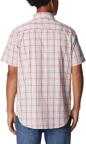 Vista 2 de Columbia Rapid Rivers II - Camisa de manga corta para hombre, Sunset Red Multi Gingham, talla L, Atardecer Rojo Multi Gingham