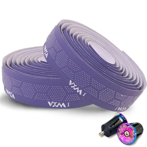 Vista 9 de VXM Cinta de manillar de bicicleta, partículas de silicona 3D para barra de bicicleta de carretera + tapones de acero arcoíris, envoltura de agarre