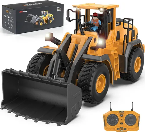 Vista 11 de KidsFaves Bulldozer RC con cuchilla de aleación, juguete de construcción de Amarillo