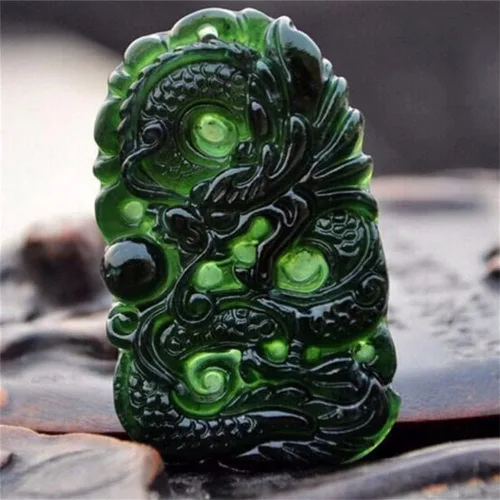 Vista 2 de Xuyuan Jade Dragon Necklace - Dragon Necklaces Jade Pendant Carving Technique Chinese Dragon Fortune Amulet Women Fashion Jewelry