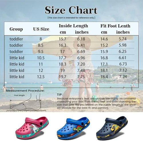 Vista 6 de Peyarlie Sandalias de jardín para niños y niñas, zapatos de jardín sin cordones, ligeras, para verano, interiores, exteriores, playa, piscina, agua