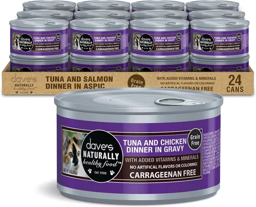 Vista 21 de Dave's Pet Food Grain Free Wet Cat Food (Minced Chicken in Gravy), Naturally Healthy Canned, Added Vitamins & Minerals, Wheat, Gluten & GMO-Free