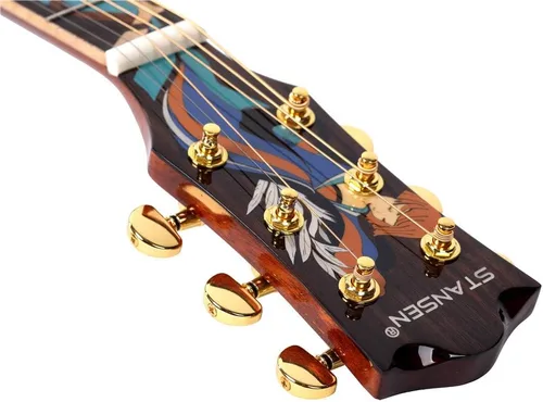 Vista 4 de Stansen T-930C Guitarra acústica de madera maciza GF Cutaway cuerpo Guitarra