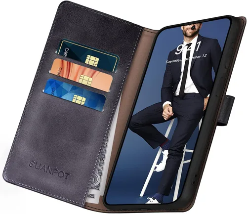 Vista 5 de SUANPOT para Samsung Galaxy S23 +/ Plus Funda tipo cartera con bloqueo RFID, soporte para tarjetas de crédito, funda protectora de libro tipo flip