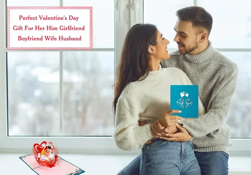 Vista 4 de FLYAB Tarjeta desplegable para el día de San Valentín, tarjeta de San Valentín desplegable para ella, él, novia, novio, esposa, marido, regalo