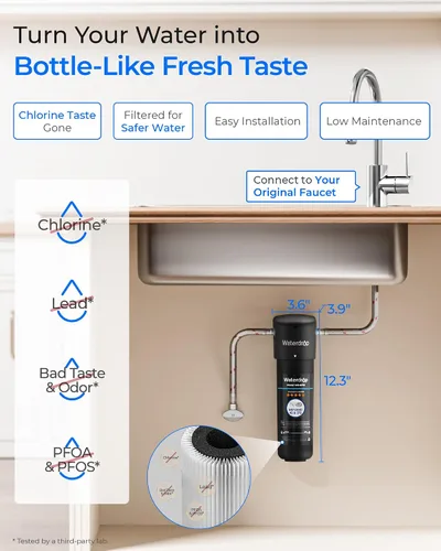 Vista 2 de Waterdrop Sistema de filtro de agua para debajo del fregadero 10UA y cartucho de filtro de repuesto Waterdrop RF10-MZ para filtro de agua debajo