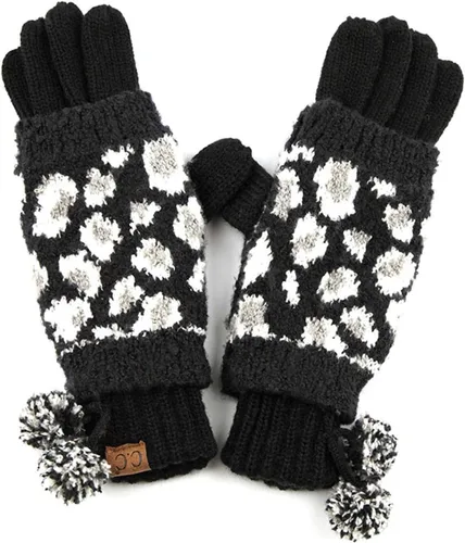 Vista 3 de Juego de 3 piezas con gorro con pompón, bufanda y guantes de punto trenzado, suave, elástico, abrigado y a la moda