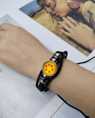 Vista 5 de rgwtgkyh Pulsera Goku de cuero trenzado para hombres, pulseras tejidas negras ajustables para niños, joyería de moda, regalo para él