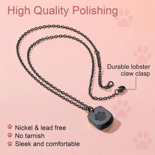 Vista 227 de FindChic Collares personalizados con urna para cenizas, barra vertical, gato, luna, reloj de arena, garra de perro, acero inoxidable, chapado en oro