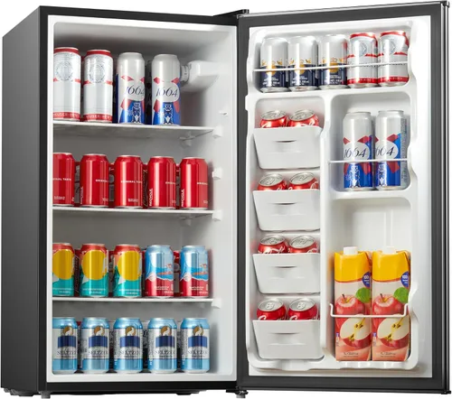 Vista 10 de Midea MERM33S1ABB - Mini refrigerador compacto de 3.3 pies cúbicos con luz interna, termostato ajustable, puerta reversible, bajo nivel de ruido