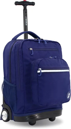 Vista 22 de J World Sundance Mochila Rodante para Laptop para Niñas y Niños. Mochila Escolar con Ruedas, Rombos negro, 20 pulgadas