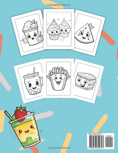 Vista 2 de Bold and Easy Large Print Coloring Book Simple and Big Pictures with Cute Food and Drink