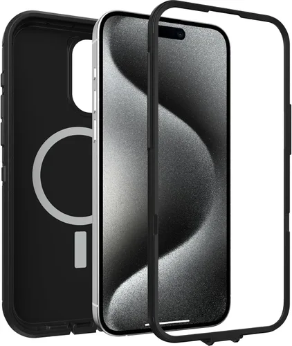 Vista 4 de OtterBox Funda para iPhone 15 Pro MAX (solamente) Defender Series XT, color negro, sin pantalla, resistente, se ajusta a MagSafe, accesorio