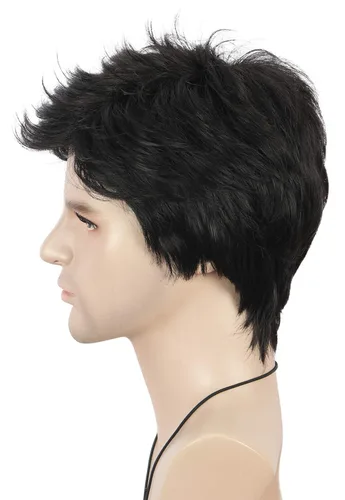 Vista 3 de VGbeaty Peluca negra recta corta para hombre negro (Straight Black)