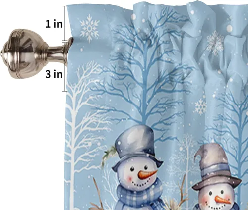 Vista 57 de Cenefa de cortina con lazo rojo de Navidad para ventanas, sala de estar, cocina, baño, granja, bolas de Navidad de acuarela con diseño de bayas