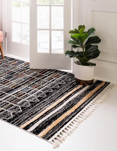 Vista 4 de Unique Loom Aramis Collection - Alfombra rectangular de 2 pies x 3 pies 1 pulgadas, color negro