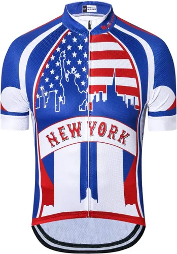 Vista 24 de Maillot de ciclismo de manga corta estilo USA Bike Tops con bolsillo raya reflectante 1cd8111